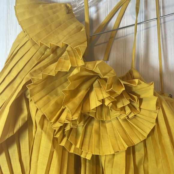 ROSIE ASSOLIN PLEATED ONE SHOULDER ESCARGOT TOP ASYMMETRICAL 2 - Picture 4 of 8